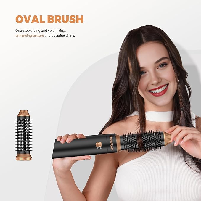 Hair Dryer Brush,6 in 1 Professional Hot Air Styler,Powerful Air Curling Wrap Styler,Negative Ionic Hair Dryer Fast Drying, Multi Hair Stylerfor Curling Volumizing Straightening Styling
