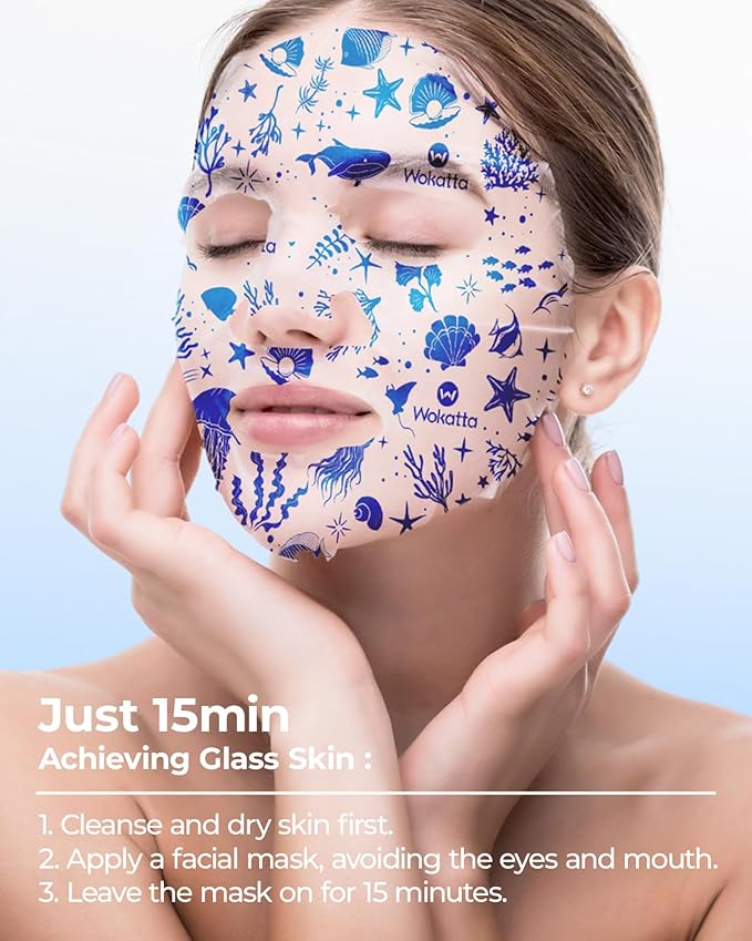 Collagen Face Mask, 6 Pack Hydrating Face Masks Sheets Skincare with Hyaluronic Acid, Peptide - Deep Moisturizing, Soothing, Anti-Aging Facial Masks Spa Gifts for Women Skin Care