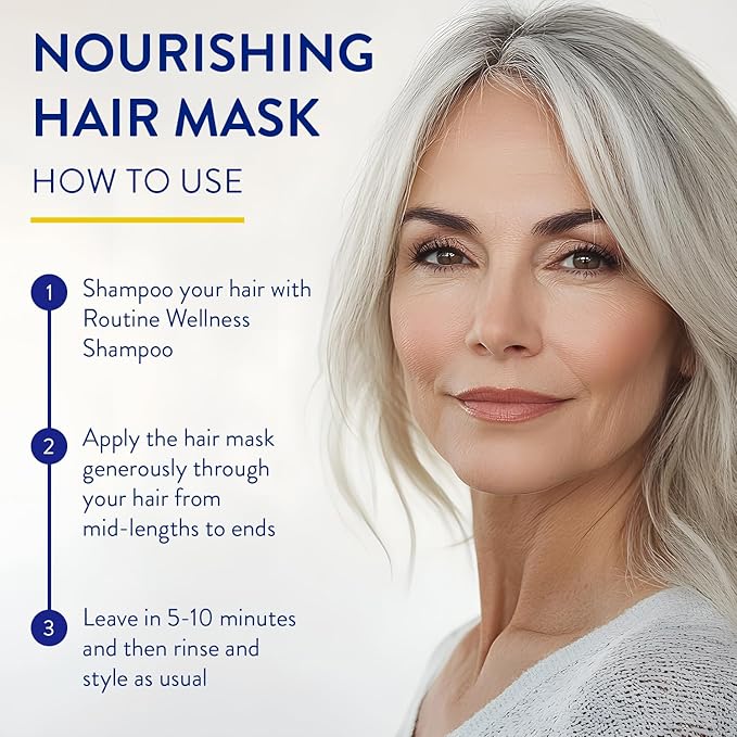 Routine Wellness Deep Conditioning Hair Mask for Dry Damaged Hair - Hydrating, Moisturizing Repair Treatment - Promotes Volume - Coconut & Vanilla 8oz
