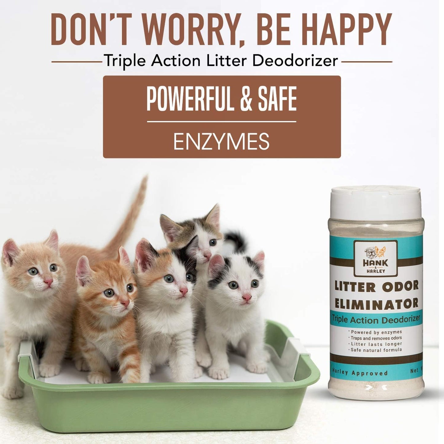 Extreme Enzyme, CAT Litter Odor Eliminator. Triple-Action Deodorizing Powder with Natural enzymes, Ammonia removers and Activated Baking soda. Fragrance Free & Made in USA (1lb)