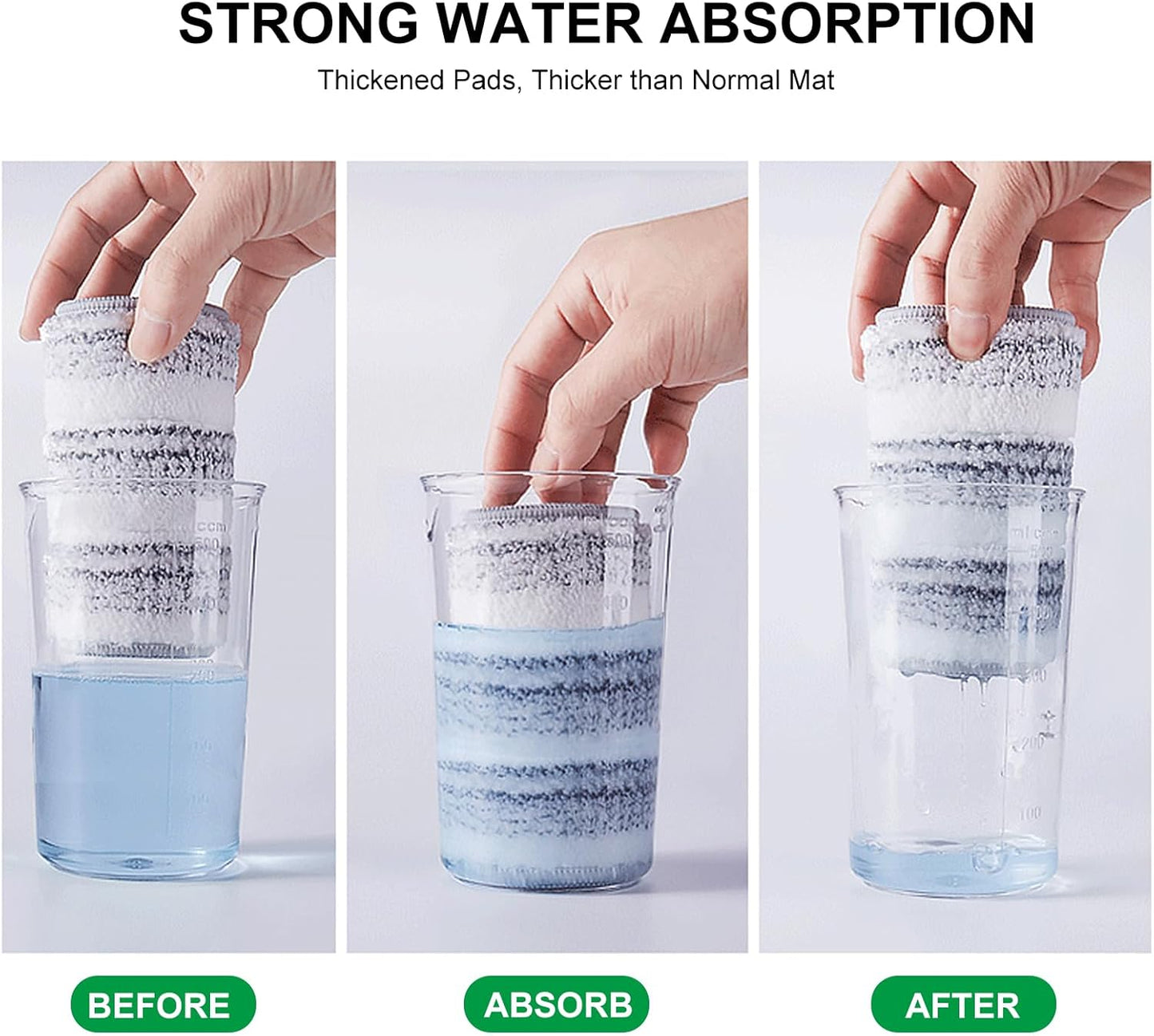 Flat Mop Pads, 3 Pack 13" X 4.9" Microfiber Mop Pad/Refill/Head, Mop Pads Washable Microfiber Squeeze Cleaning Mop Heads Replacement - White and Grey