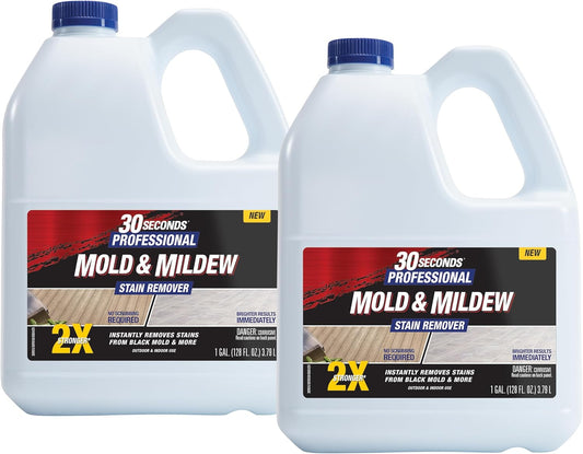 30 SECONDS Pro Mold and Mildew Stain Remover | Scrub Free | Brighter Results Instantly | Ready To Use Refill | 128 fl. oz. (2 PACK)