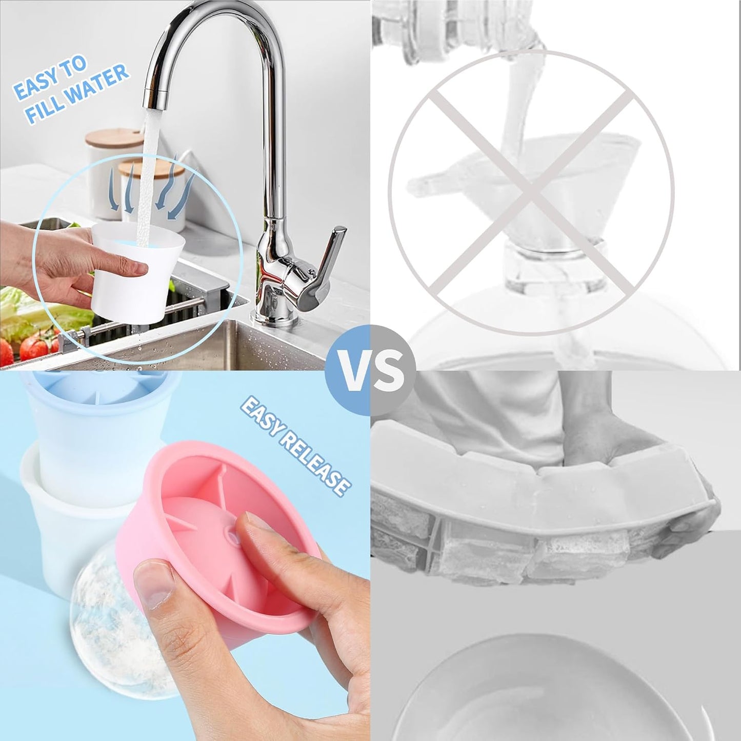 Round Ice Cube Molds 6 Pieces, Silicone Sphere Ice Mold Maker, Stackable Easy Release Circle Ice Cube Mold with Lids, Spherical Ice Makers with Lids for Whiskey, Cocktails, Bourbon, and Drinks