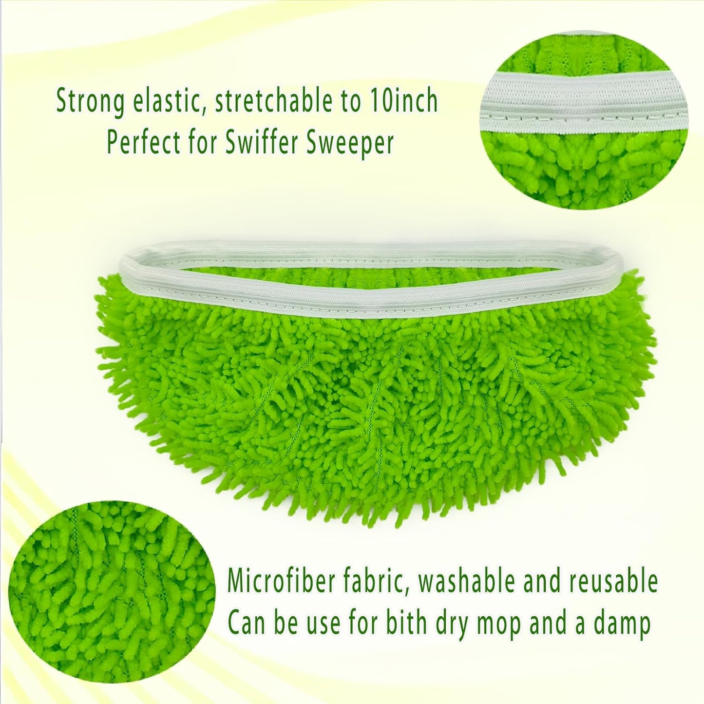 6Pack Reusable Microfiber Mop Pads for Swiffer Sweeper - Wet & Dry Cleaning Cloths - Mop Head Replacement Washable Refills for Household Floors