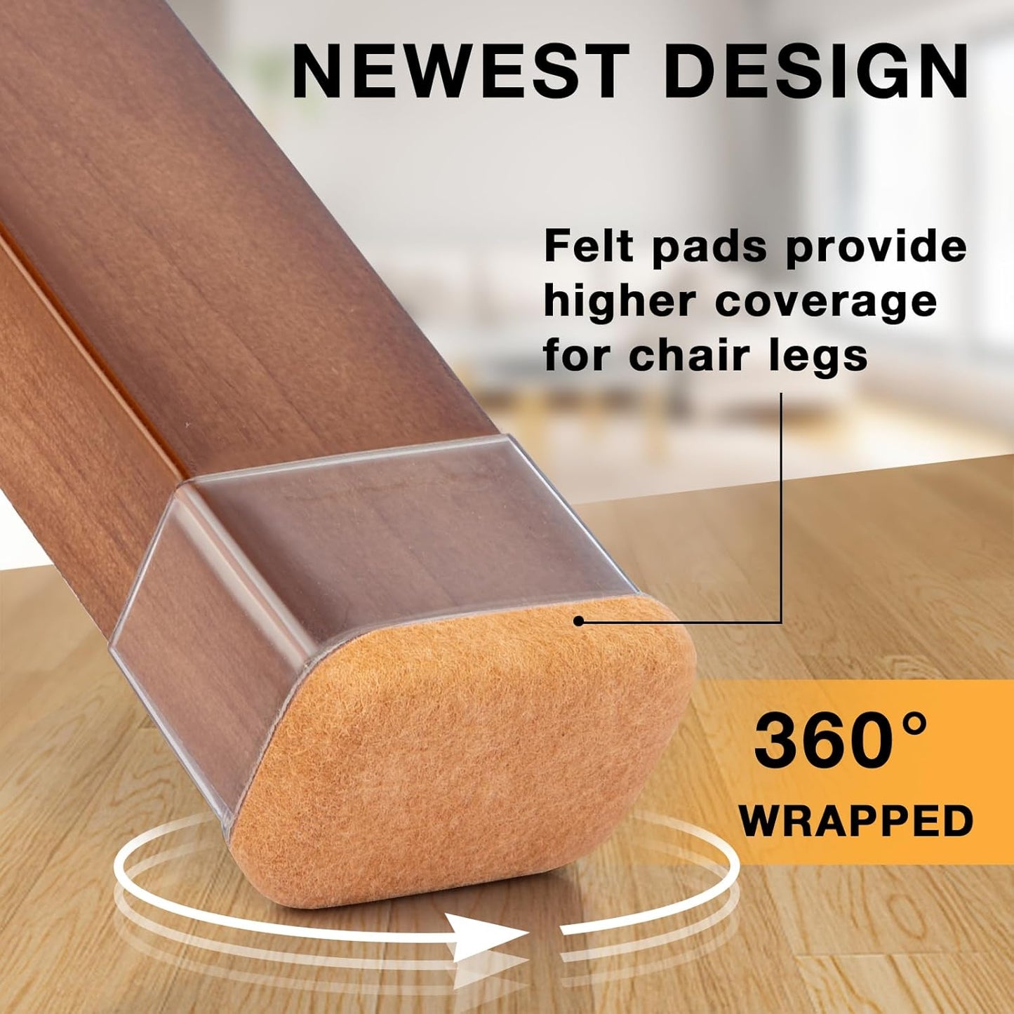 32 Pcs Rectangle Chair Leg Floor Protectors, Silicone Chair Leg Protectors for Hardwood Floors, High Elastic Chair Leg Cover for Chair Table Desk, Protect Wooden Floors from Scratching, Won't Tear
