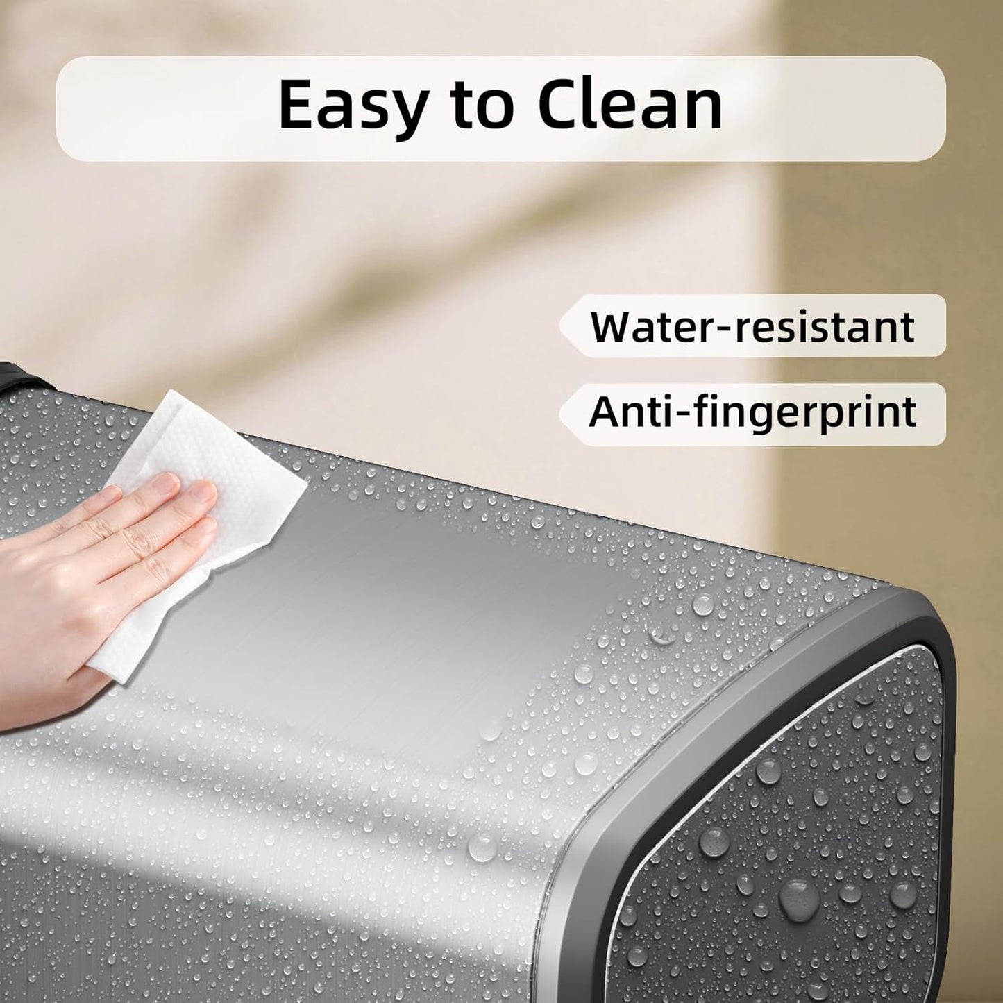 8L/2.1 Gal Small Bathroom Trash Can with Lid, Swing-Top Rectangular Waste Bin, Stainless Steel Garbage Can for Home, Office, Toilet, Bedroom, Living Room (Silver)