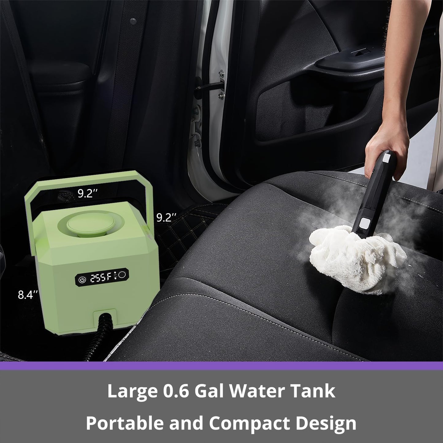 Steam Cleaner: 1650W, Fast 50-Sec Heat-Up-21-Piece Kit Refill Anytime-No Cooling-Detachable Hose Steamer Mop for Home Use Car Bed Furniture Bathroom Tile Grout Floor Cleaning And More Green