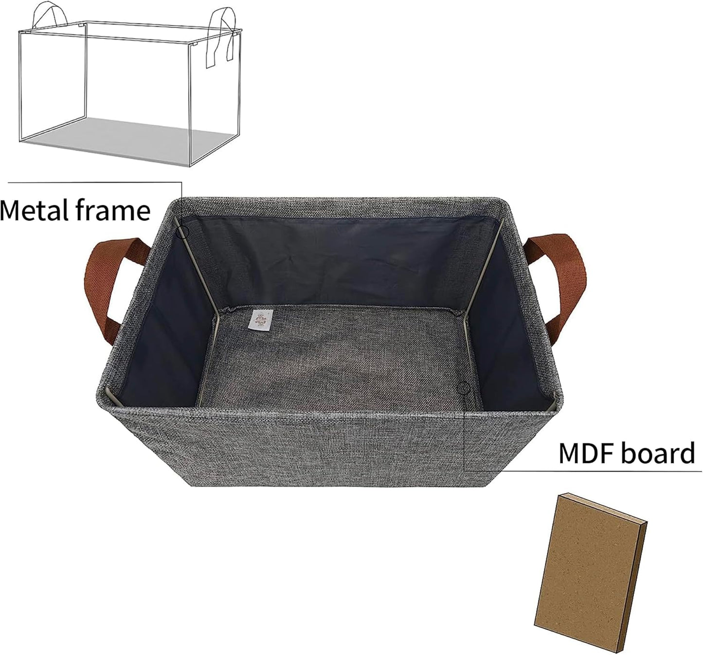 GRANNY SAYS Closet Storage Baskets, Collapsible Fabric Storage Bins with Metal Frame, Clothes Organizer Bins, Large Baskets for Shelves, Gray, 4-Pack