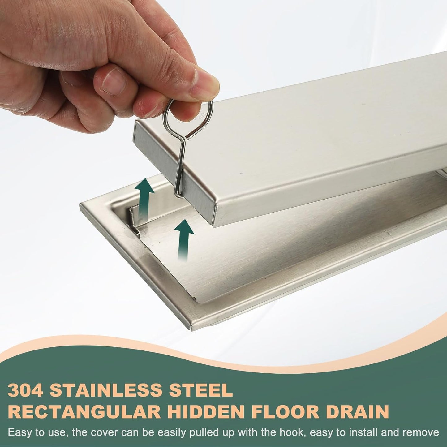 uxcell Rectangular Shower Drain, Brushed 304 Stainless Steel Odor-Proof Floor Drain Linear Shower Drain Hair Catcher for Bathroom Kitchen and Laundry Room(8 Inch, Bright Silver)