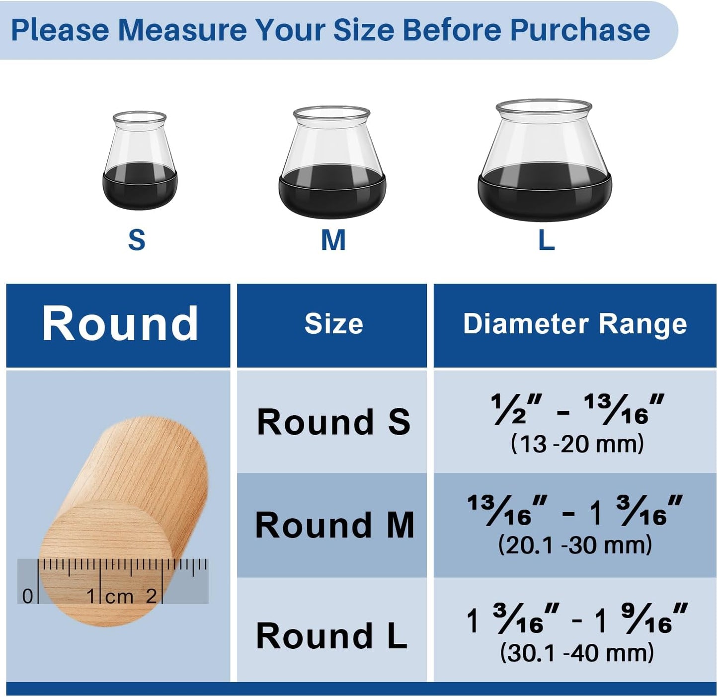 2024 New Chair Leg Floor Protectors for Hardwood Floors and Carpet Silicone Covers to Protect Wood Tile Floors Chair Sliders Non Slip Reduce Noise 28 Pcs Clear Round L Fit:1-3/16"~1-9/16"