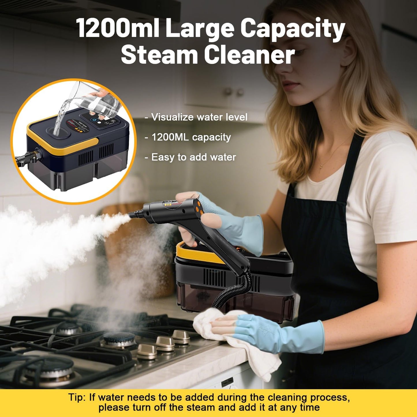 Steam Cleaners, 2500W High Pressure Steamer for Cleaning, Handheld Portable Steam Cleaner, 15s Fast Heat-Up & 42.3oz Tank, Steamer Cleaner for Home, Car, Kitchen, Bathroom, Floor, Grout, Tile