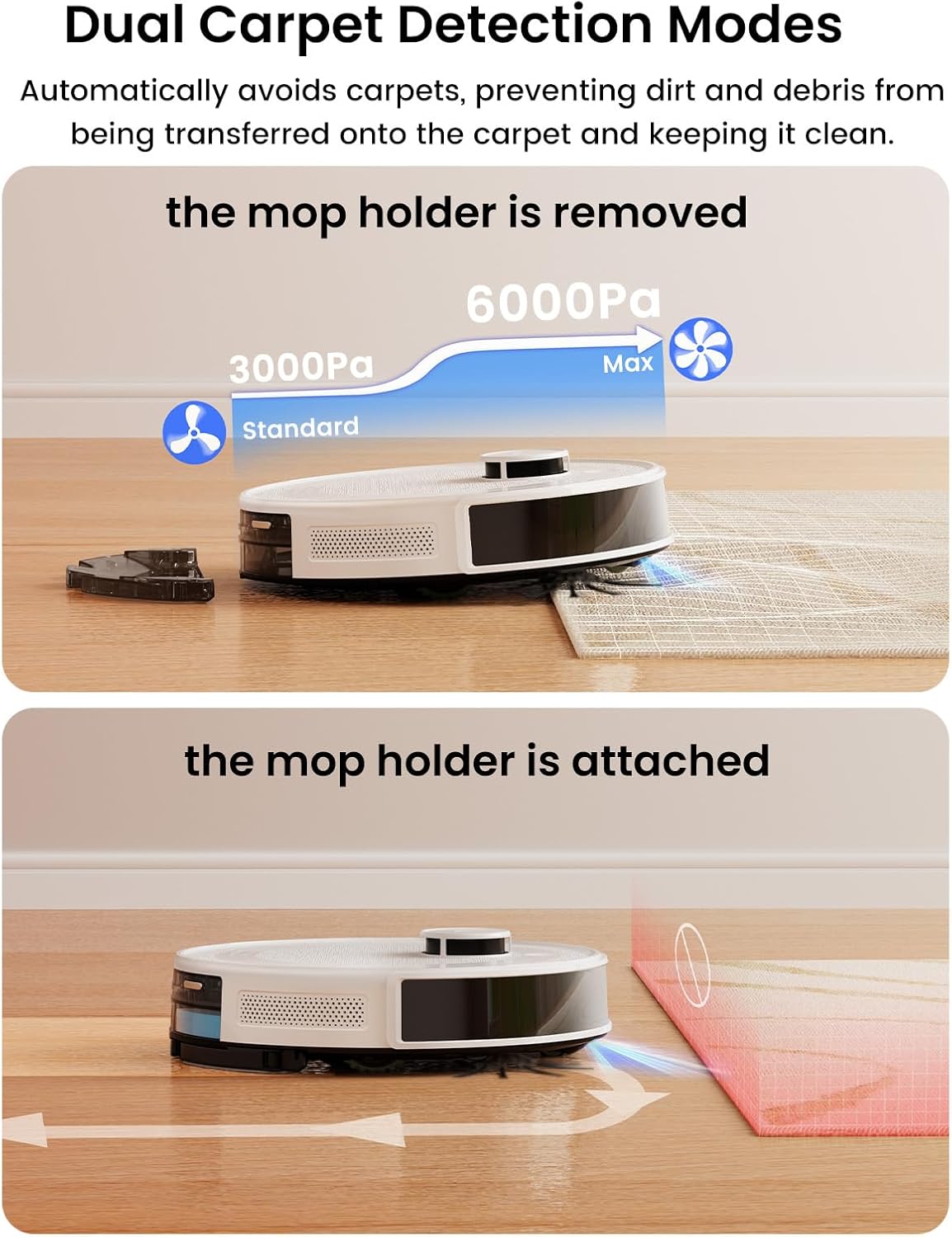 Lefant LiDAR Robot Vacuum and Mop,45-Day Self-Emptying,6000Pa Powerful Suction,Customized Cleaning,Home Mapping,140 Min Runtime,Roller Brush for Carpet,2.4G/5G WiFi/Alexa/APP/iWatch,M2 Plus