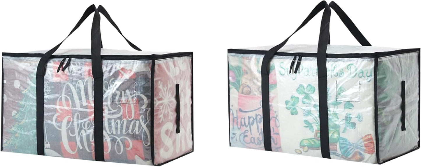 Heavy Duty 93L (24.5 Gallon) Stackable Storage Bins with Fully Openable Lids, Moving Bags Heavy Duty, Clear Plastic Totes for Moving Storage, Home Organization, Closet, Dorm Room. 2 Pack