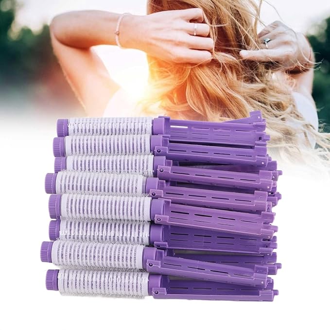 Fluffy Korean Perming Rod Rollers, 20pcs Hair Curling and Styling Kit for DIY Root Perm (Purple)