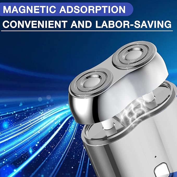 2025 New Model Mini Dual-Head Electric Shaver, Electric Mini Portable Razor, Pocket Size Washable Double Head Razor, Rechargeable Waterproof Compact Electric Shaver for Home, Car, Travel (Silver)