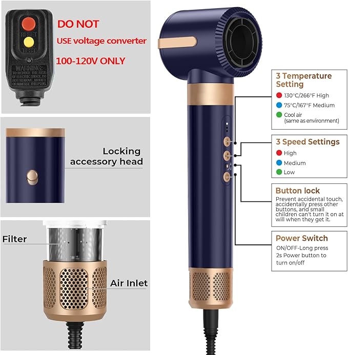 7 in ONE Hair Dryer Brush, Powerful Blow Dryer Brush with Auto- Wrap Curler, Detachable Fast Drying, Volumizing, Curling, Straightening, Ionic Hair Dryer with Diffuser, Hair Styling Tools 100-120V
