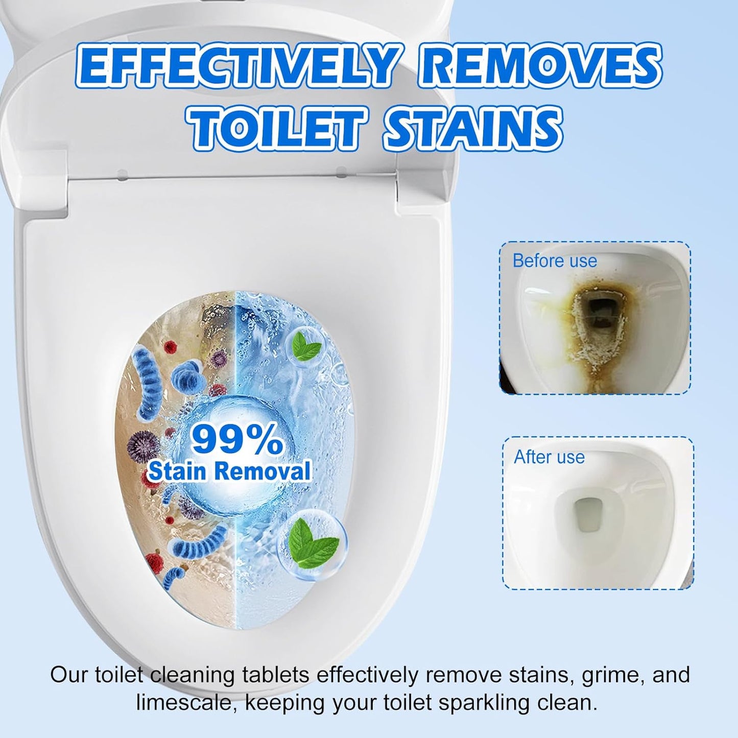 Automatic Toilet Bowl Cleaner Tablets–Fresh Scent,50 PACK,Long-Lasting Clean–Safe for Tanks&Pipes Deodorizing and Descaling–Bathroom Cleaner Against Tough Stains Keeps Bowl Clean Between Washes-fresh