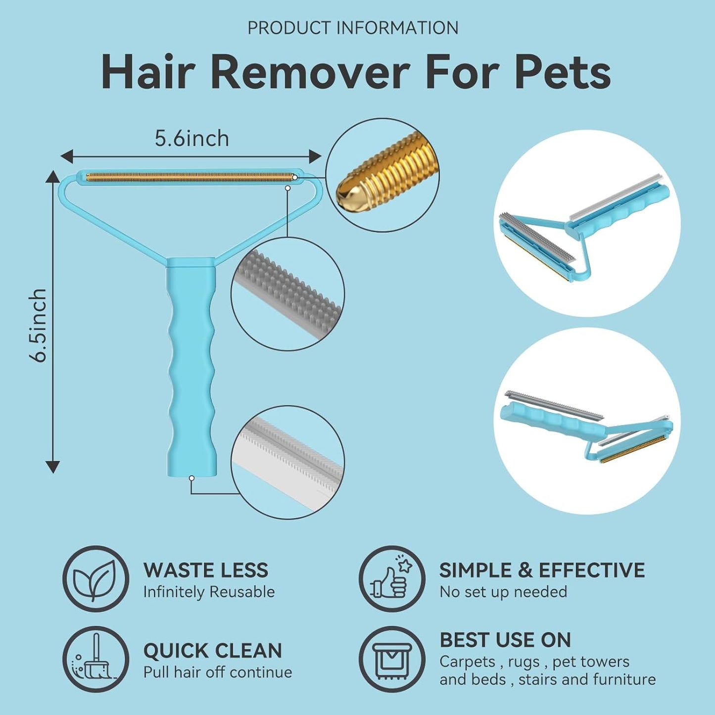 Cleaner Pro Fabric Shaver - Pet Hair Remover for Rugs, Couch, Carpet & Pet Towers (2pack)