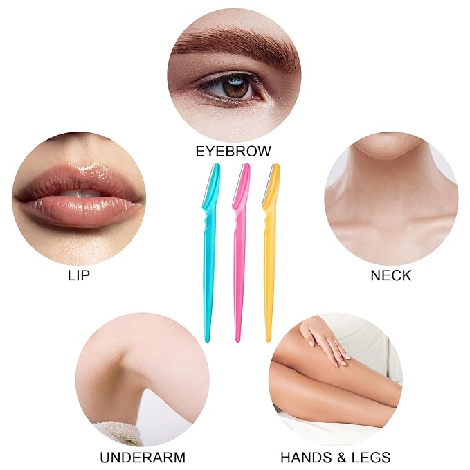 21 Pcs Eyebrow Razors, Face Razors Multipurpose, Exfoliating Dermaplaning Tools, Eyebrow Trimmers Shaver with Safety Cover, Facial Hair Removal for Women Men Body Use (Multicolor)