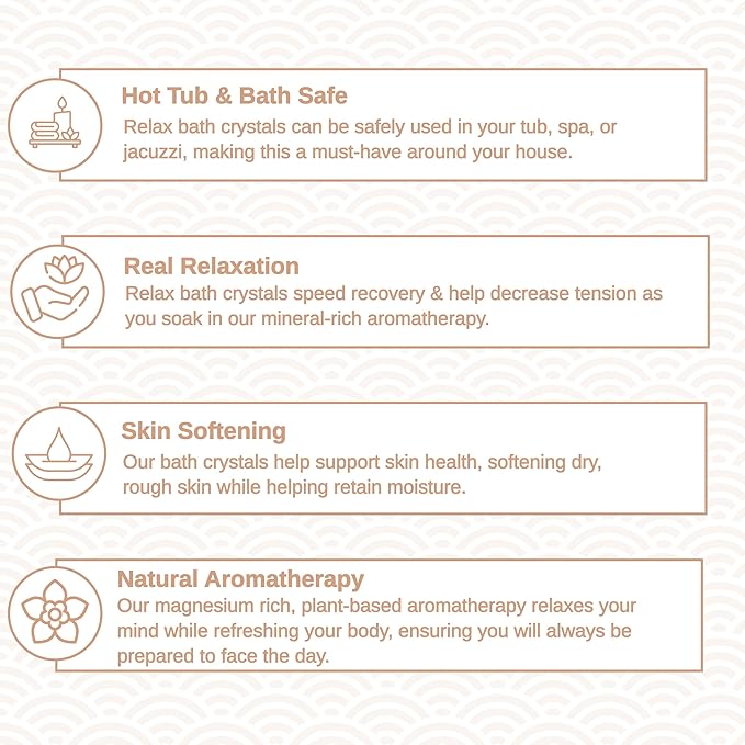 Relax Spa & Bath, Epsom & Dead Sea Salts, Aromatherapy Bath Salts for Hot Tub, Bath, or Spa, Infused with Magnesium, Joint Therapy