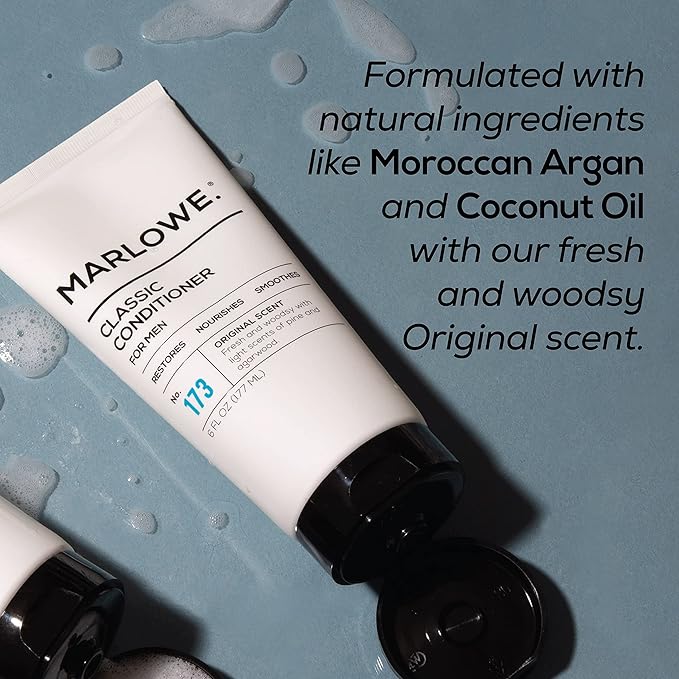 MARLOWE. No.173 Classic Mens Conditioner, Restores, Nourishes and Smooths Hair with Moisturizing Argan & Coconut Oil, Original Fresh & Woodsy Scent, All Hair Types, Paraben & Phthalate Free, 6 Fl Oz