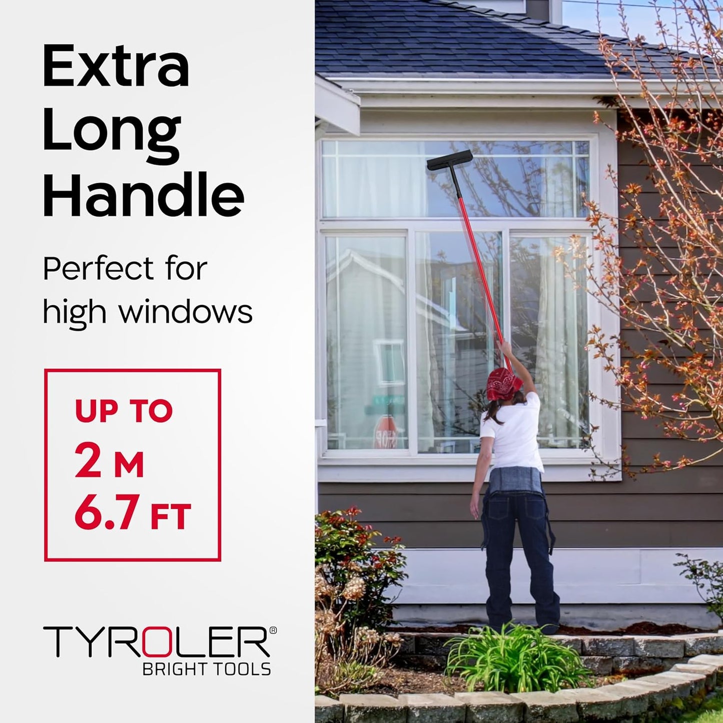Tyroler Professional Window Squeegee for Home, 12"-80" Long Squeegee for Window Cleaning, 2-in-1 Window Cleaning Squeegee Kit, Indoor & Outdoor Window Cleaner Tool for High Windows & Glass (12"-80")