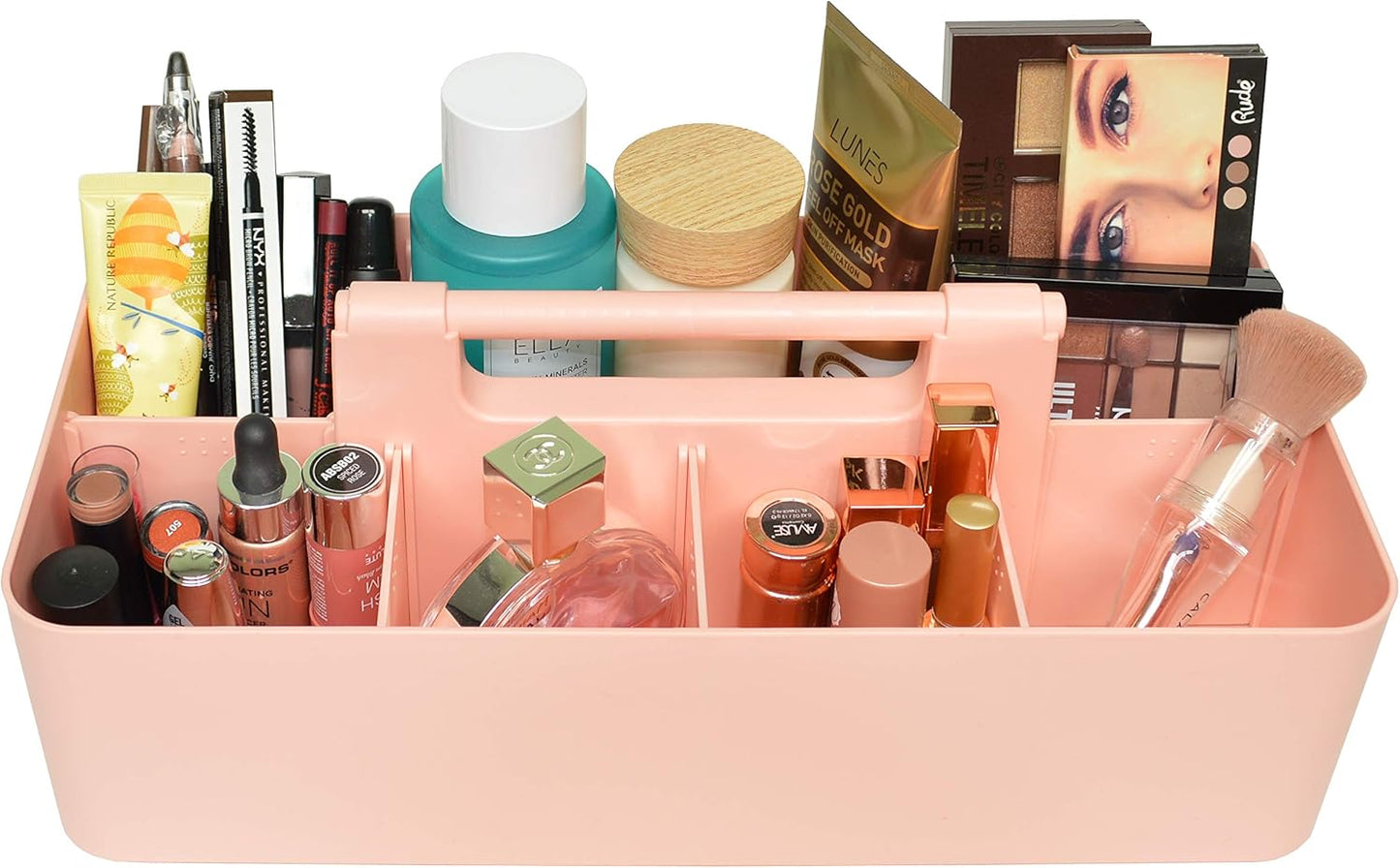 2 PACK - Portable DIY 8 Dividers Durable Plastic Organizer Tote Tool Home Office School Toy Arts Craft Pencil Kids Baby & Supply Cleaning Caddy with Handle Made In USA (Indie Pink)