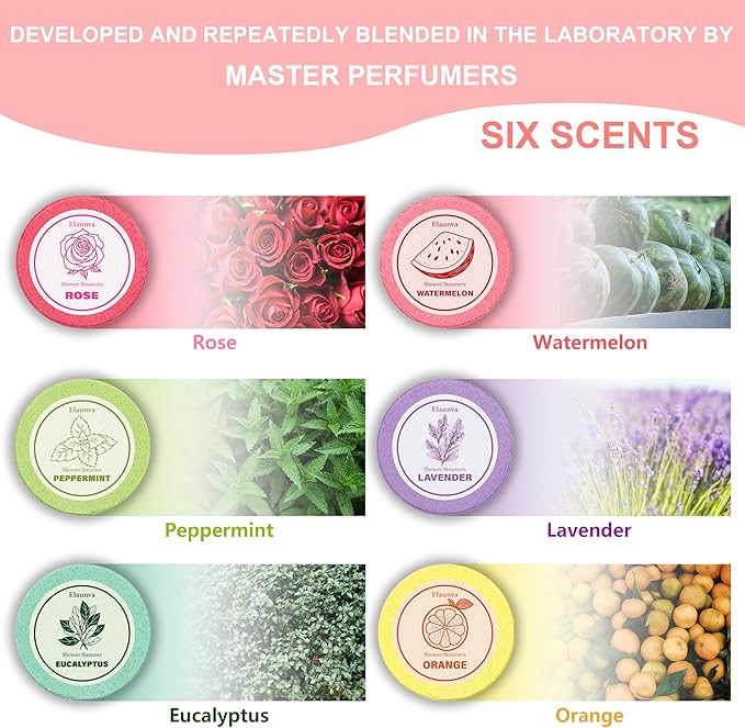 Shower Steamers,30g*6 PCS,Aromatherapy,Fragrance,with Lavender/Peppermint/Orange/Eucalyptus/Rose/Watermelon Scent,Gifts for Friends/Mom/Mother/Wife/Girlfriend/Her/Him,Home Spa (PINK-6SET)