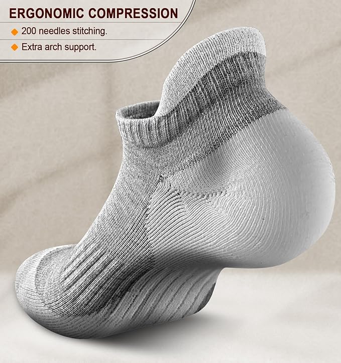 BULLIANT Men Running Socks 6Pairs-Ankle Athletic Socks Wicking Cushioned for Men Walking-Arch Compression Support
