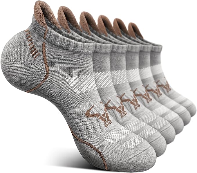 BULLIANT Men Running Socks 6Pairs-Ankle Athletic Socks Wicking Cushioned for Men Walking-Arch Compression Support