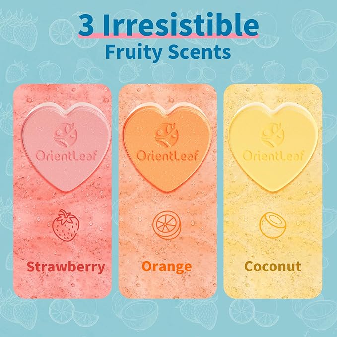 Bath Bombs for Women, Stocking Stuffers, Bath Bombs Fruit Scented Strawberry, Orange, Coconut, 6 x 2 oz