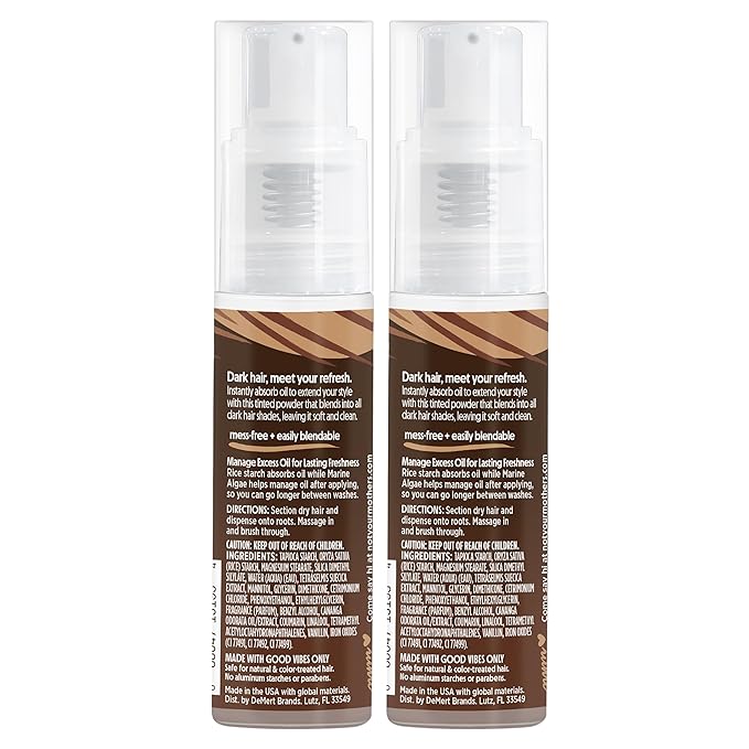 Not Your Mother's Clean Freak Dark Hair Dry Shampoo Powder (2-Pack) - .85 oz Each - Non-Aerosol Powder Absorbs Oil and Refreshes Dark Hair Shades