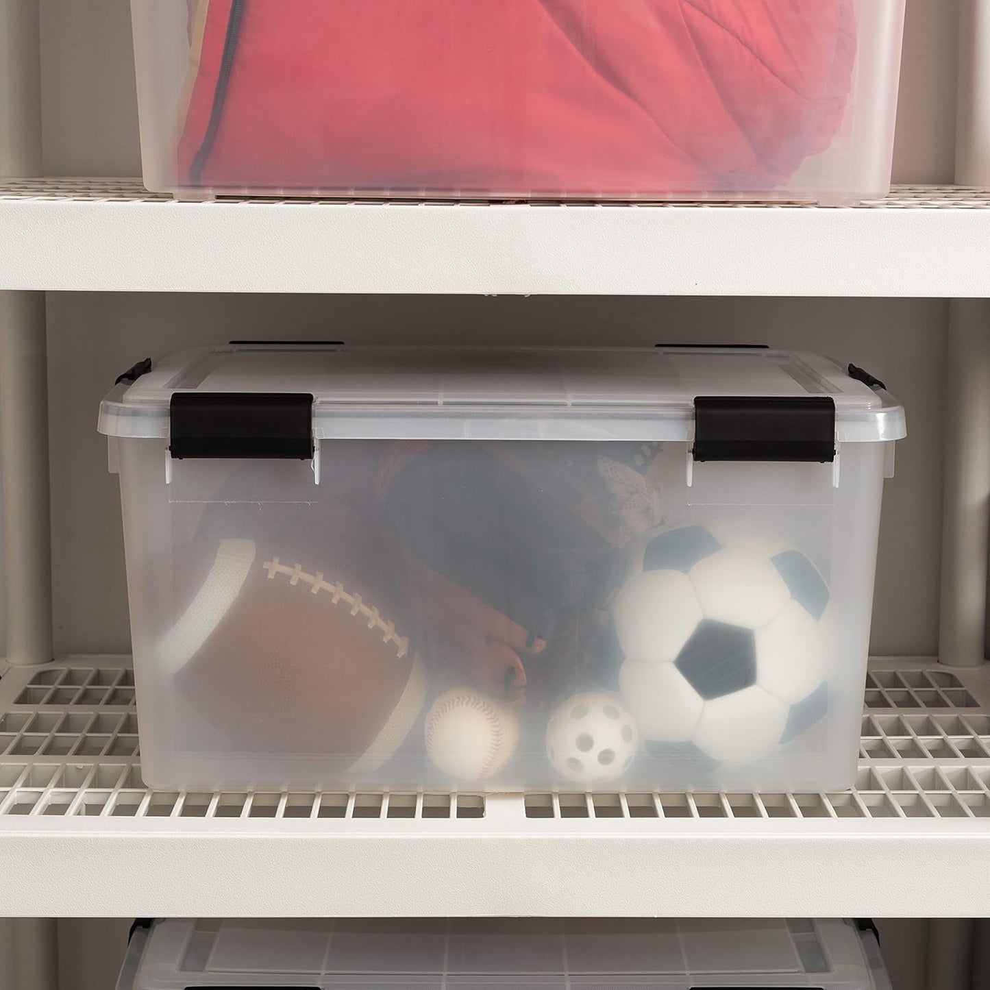 IRIS USA 110559 62.8 Quart Weathertight Plastic Storage Box, Clear (4 Pack)