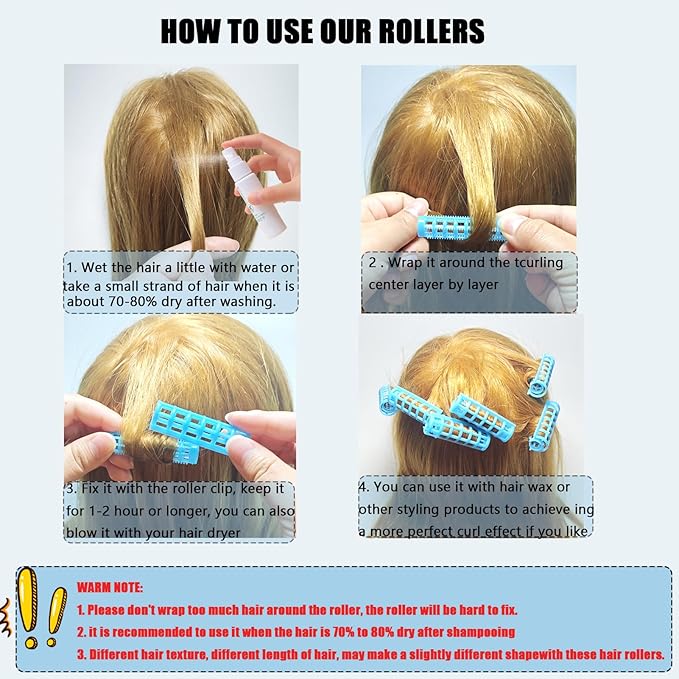 ZMD 28PCS Plastic Hair Rollers Set, 0.6In/1.5cm Small Size Snap on Rollers Self Grip Hair Curlers Heatless Rollers with Comb Hairdressing Curlers Tools for Women/Men Short Thin Fine Hair (Pink)