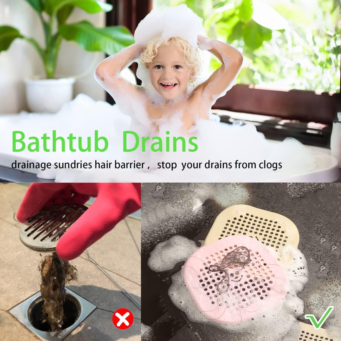 Drain Cover Hair Catcher Drain Plug Hair Stopper Drain Protector for Shower Bathroom Accessories Bathtub Lotus Pink 2 Pack