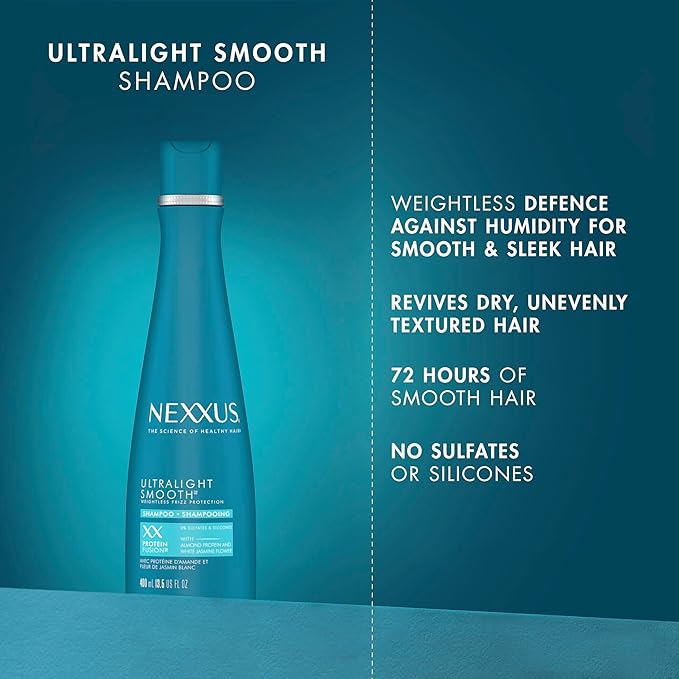 NEXXUS Ultralight Smooth Shampoo for Dry and Frizzy Hair Weightless Smooth Hair Treatment to Block Out Frizz 13.5 fl oz