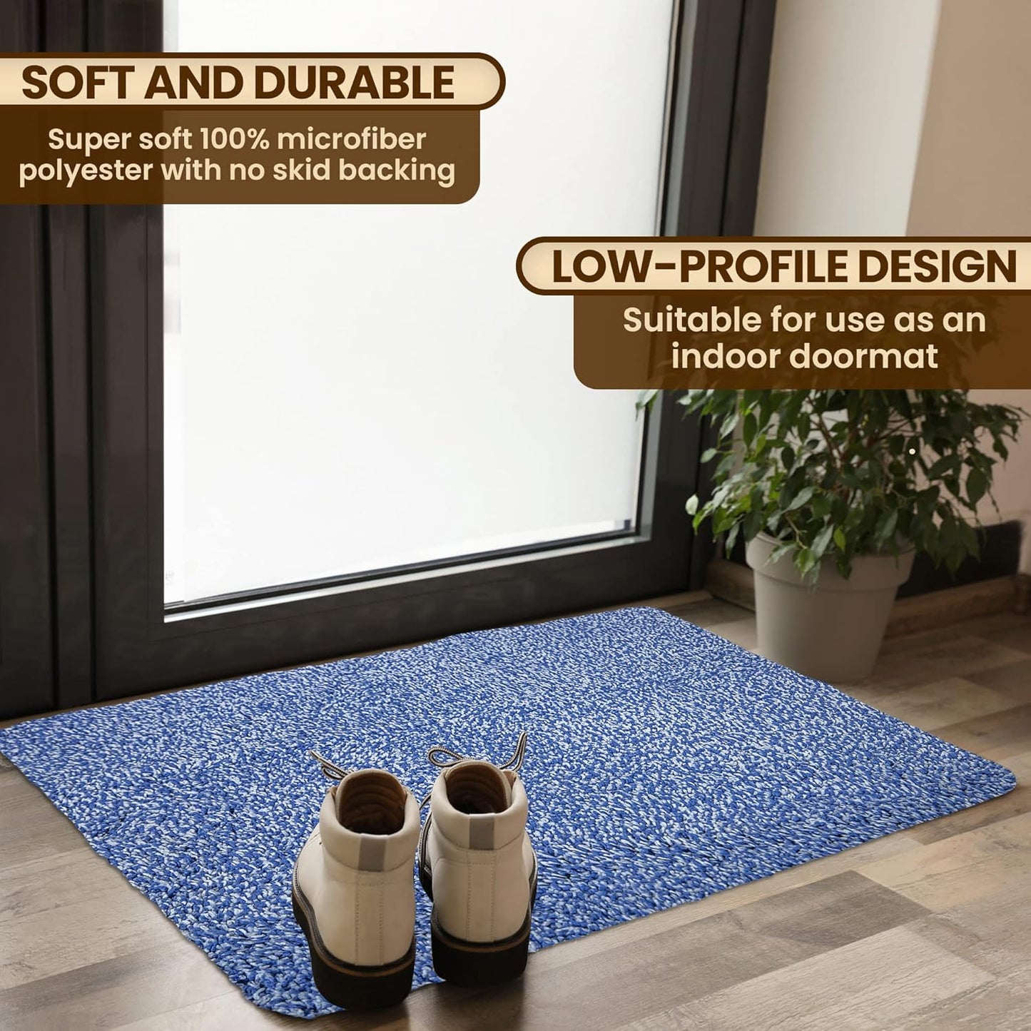 Premium Microfiber Indoor Door Mat – 24"x36" Washable Entry Mat, Non-Slip, Waterproof Backing, Super Absorbent, Low Profile Entryway Doormat for Indoor Entrance