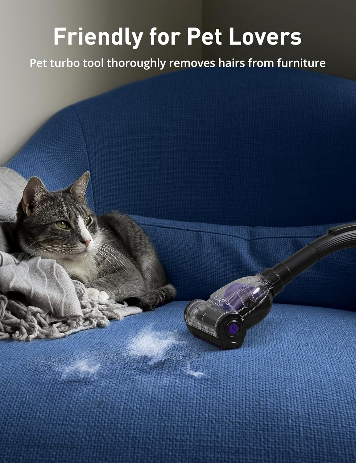 Aspiron 1700W Canister Vacuum Cleaner, 32Kpa Bagless Vacuum Cleaner, Multi-Cyclonic Filtration, 2 Anti-Allergen HEPA Filters, 3.5QT Dust Cup, 4 Tools, Corded Vacuum for Hard Floor, Pet Hair, Lavender