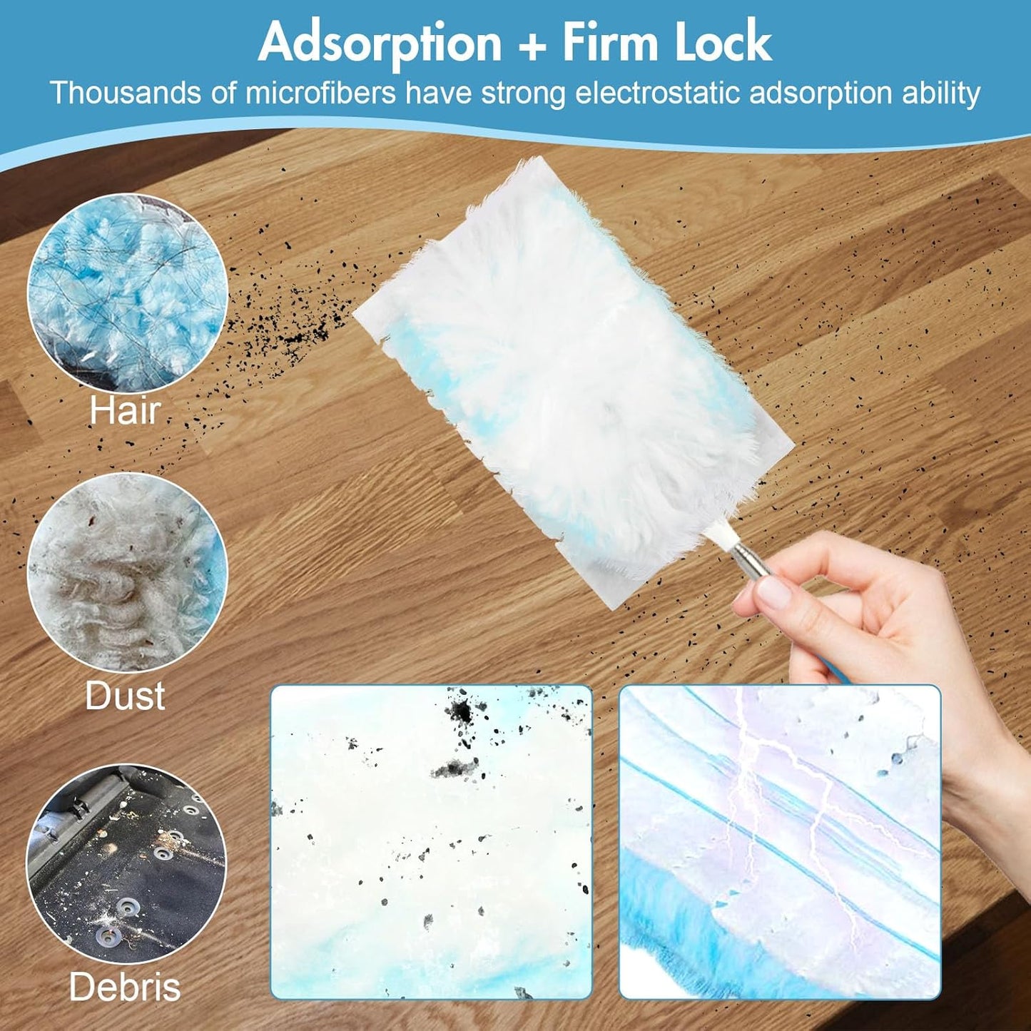 36 Pack 180° Duster Refills for Swiffer Duster Kit, with 1 Telescoping Handle for Multi Surface Dusters Heavy Duty Refill, 4X Electrostatic for Cleaning Furniture, Blinds, Electronic, Glass, Car.