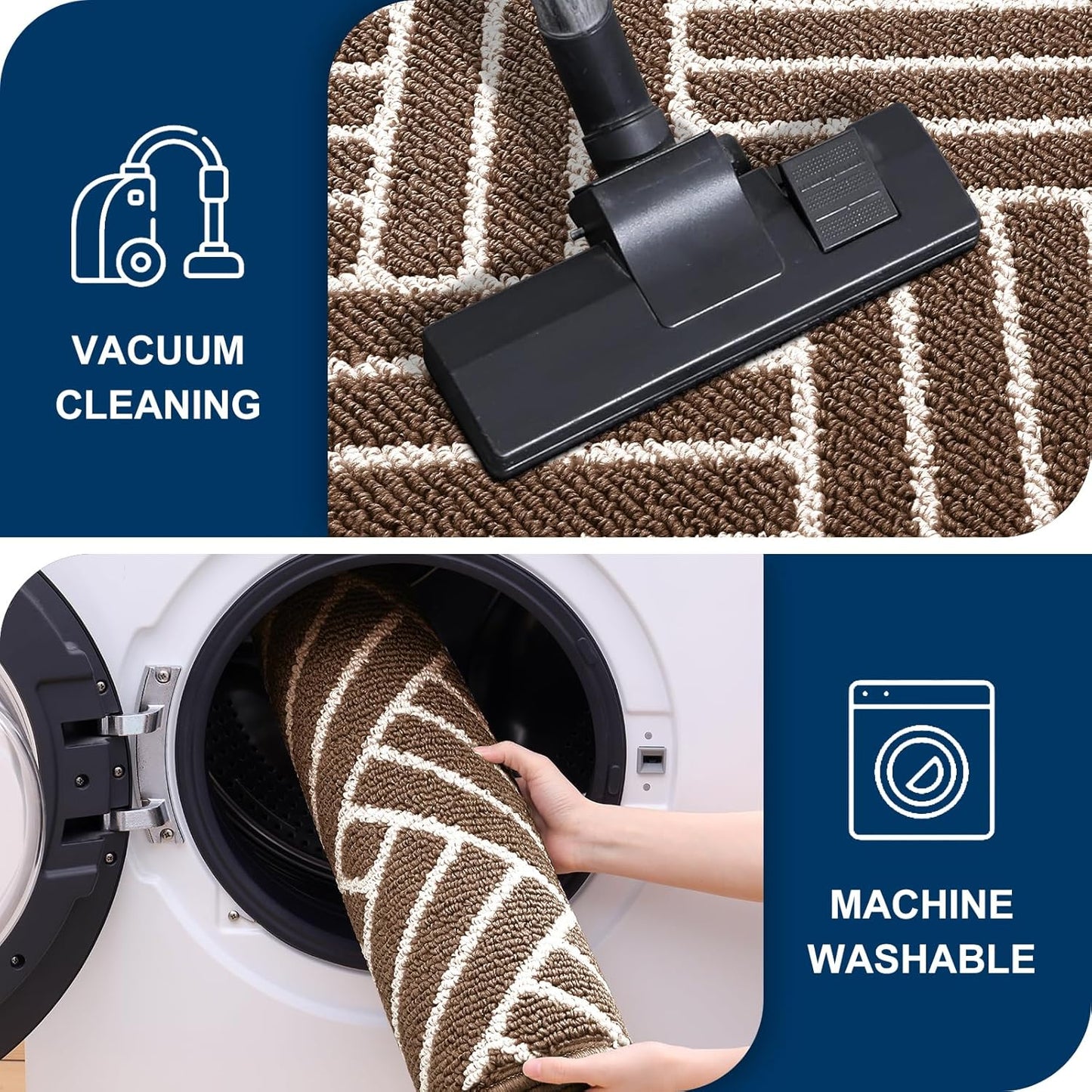 OLANLY Indoor Door Mat, 48x32 Inch, Dirt Resistant and Absorbent, Non-Slip Rubber Backing Floor Mats, Easy Clean Low-Profile Doormat for Entryway, Front Door, and Inside Entrance, Coffee