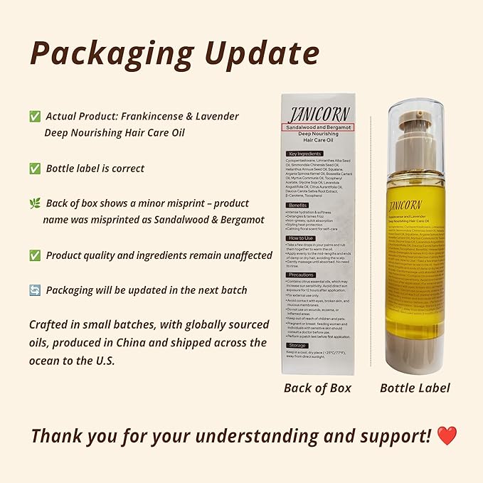 Leave-In Hair Oil with Frankincense & Lavender Essential Oils – Lightweight No-Rinse Formula for Intensive Hydration, Frizz Control & Heat Protection on Dry, Damaged Hair, 3.4 fl oz (100ml)