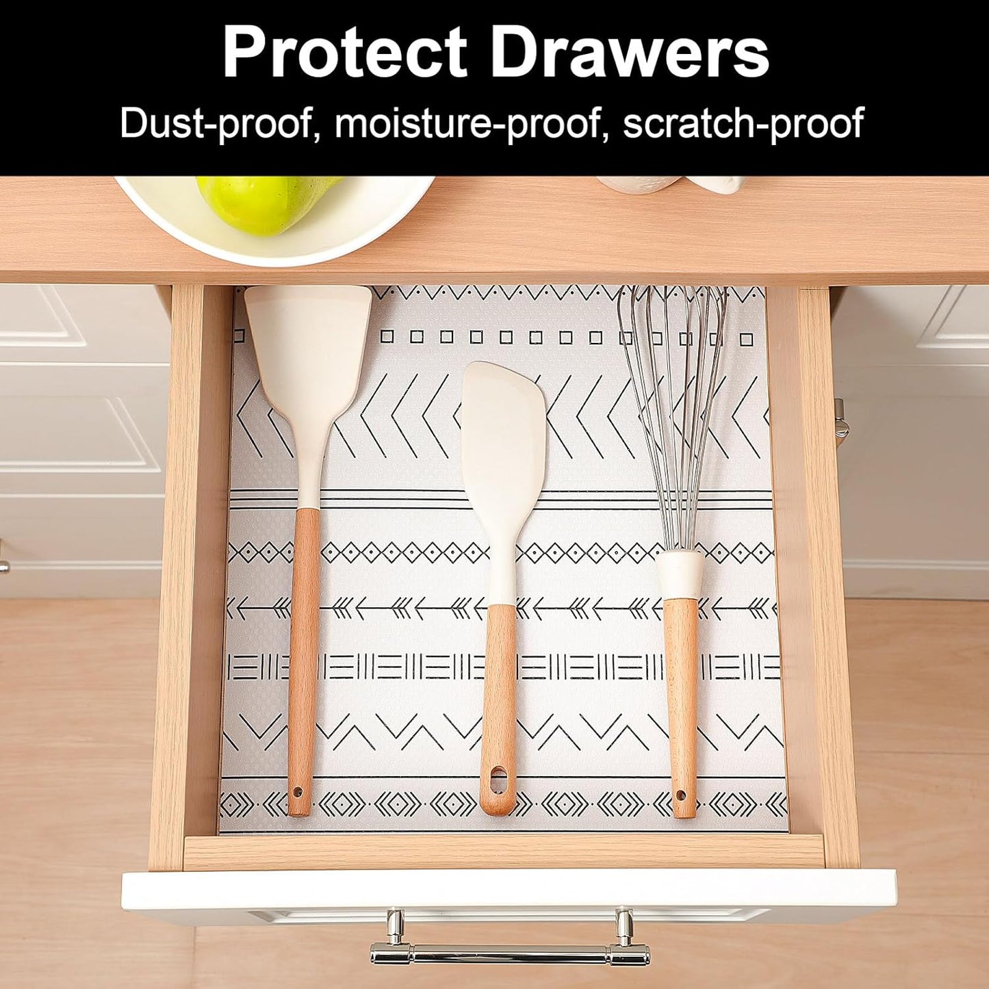 Cooyes Shelf Liner Drawer Liners, Shelf Liners for Kitchen Cabinets, Non Adhesive Cabinet Liner, EVA Waterproof Non-Slip Refrigerator Liners for Kitchen, Drawer