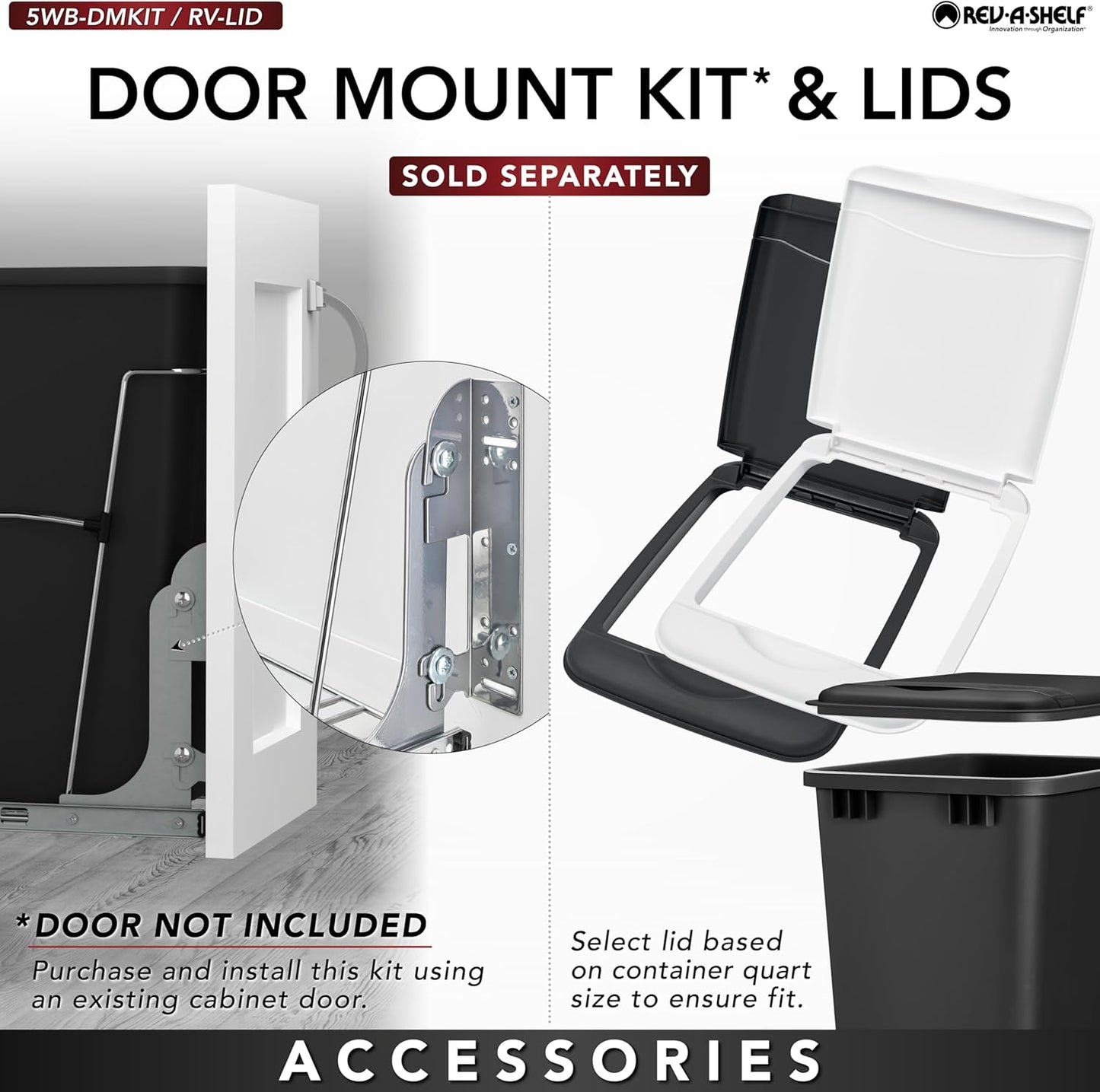 Rev-A-Shelf Pullout Trash Can for Under Kitchen Cabinets 35 Qt Garbage Waste Recyling Bin with Full Extension Slides, Blue, RV-12KD-22C-S