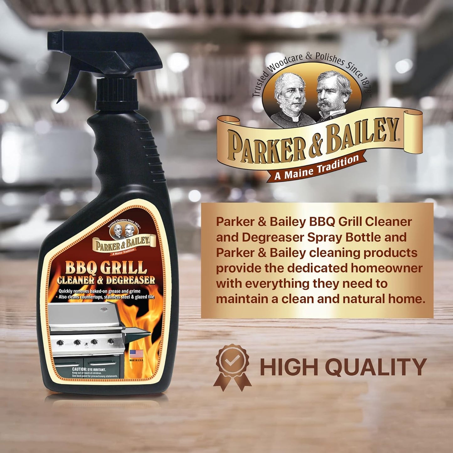 Parker & Bailey Grill Cleaner and Degreaser - BBQ Grill Cleaner Degreaser Cleaner Heavy Duty Countertop Cleaner Stainless Steel Cleaner Glazed Tile Cleaner Cleaning Supplies for Grease and Grime