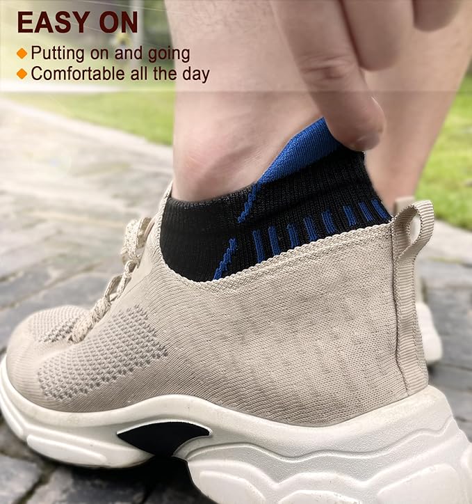 BULLIANT Men Running Socks 6Pairs-Ankle Athletic Socks Wicking Cushioned for Men Walking-Arch Compression Support