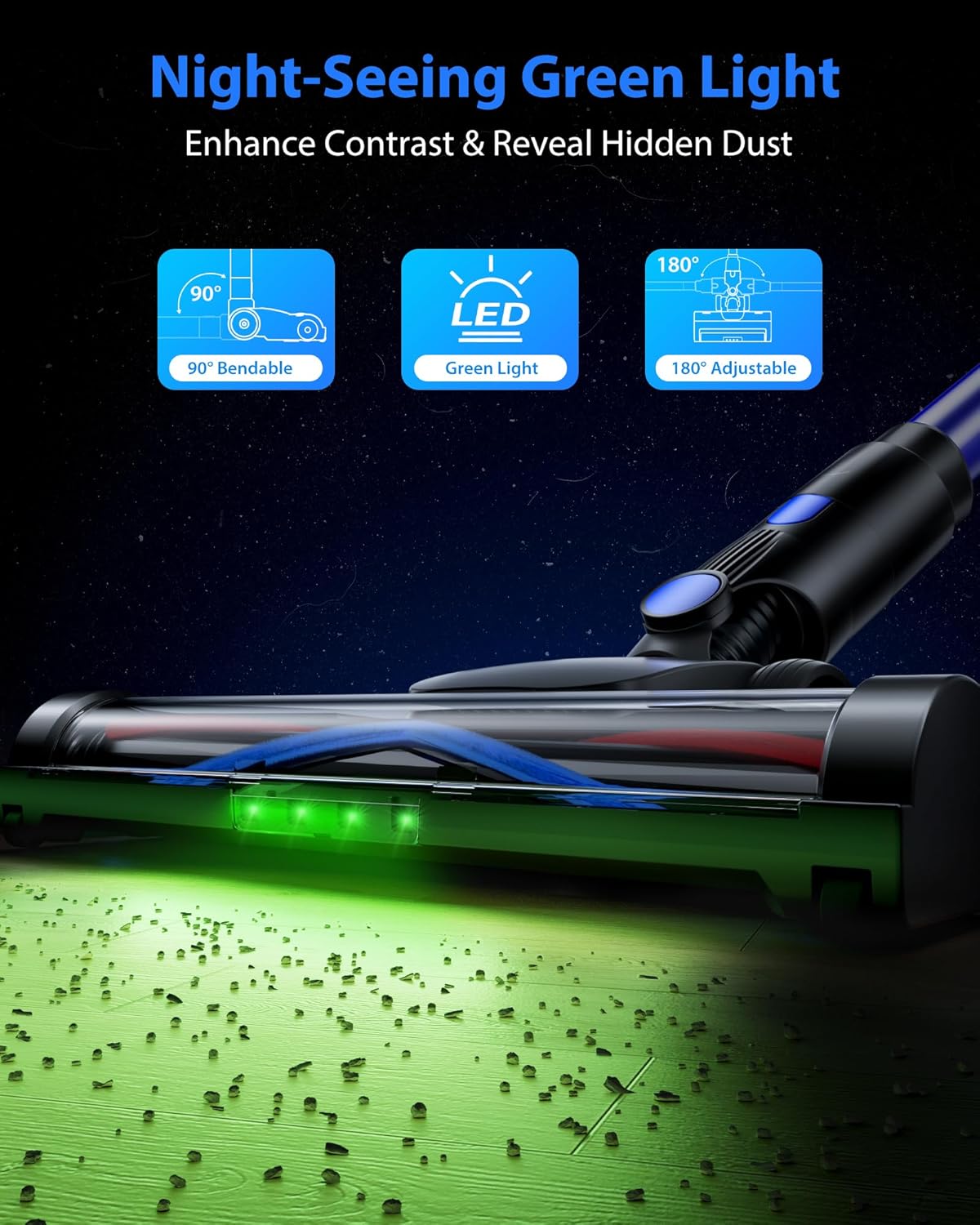 Cordless Vacuum Cleaner, 45KPA Stick Vacuum Cleaners for Home, 6-in-1 Rechargeable Lightweight Vacuum, Up to 35Mins Runtime, with Powerful Suction for Carpets, Pet Hair, Hardwood Floors