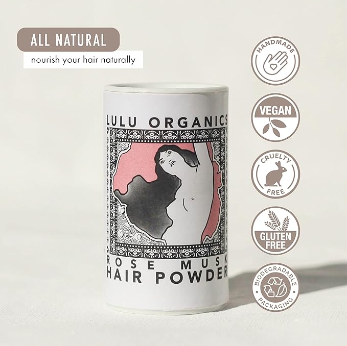 Dry Shampoo Powder for Dark, Blonde and Oily Hair, All Natural Body & Hair Powder for Women and Men, Paraben & Talc free No White Cast Synthetic Fragrance, Travel Size, Rose Musk -1oz