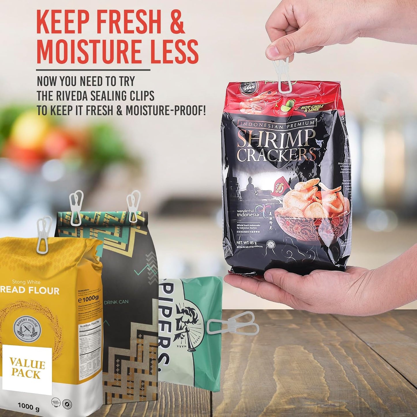 30 Pack White Chip Bag Clips for Food - PVC 2 Inch Coated Sealer for Sealing Food - Paper Holder, Clothesline Clip for Laundry Hanging, Kitchen Bags, Multipurpose Clothes Pins