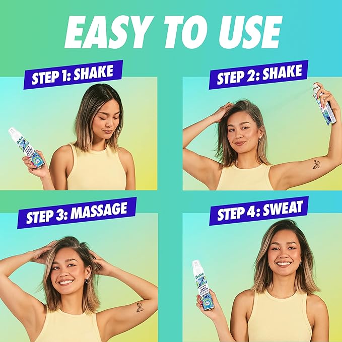 Batiste Sweat Activated Dry Shampoo, Neutralizes Odor for Up to 24 Hours & Prevents Sweat Buildup in Hair, Waterless Shampoo, 3.81 Oz