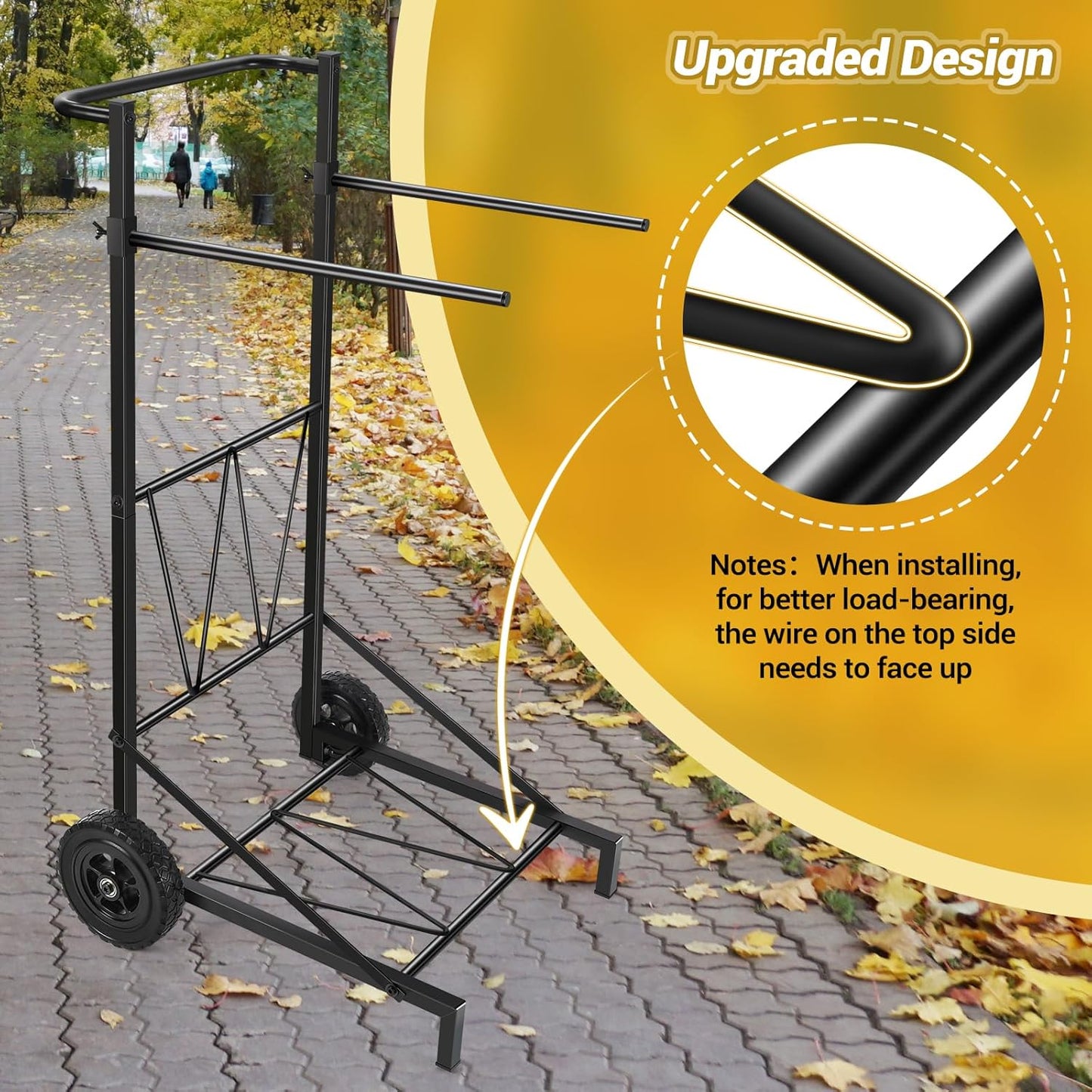 CAROD Trash Bag Holder, Adjustable Metal Leaf Bag Holder from 30-45 Gallon Capacity, Mobile Garbage Bags Cart, Outdoor Garden Leaf Bags Stand for Yard & Lawn Cleanup, Gardening, Camping, Parties